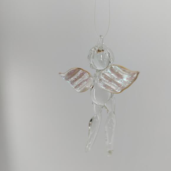 Clear Glass Angel Christmas Ornament Hanging Holiday Wings - Picture 11 of 13